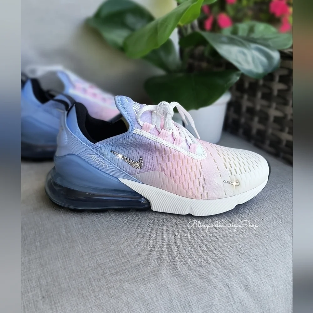 Women's Nike Air Max 270 Pink Sneakers made with Swarovski Crystals Custom